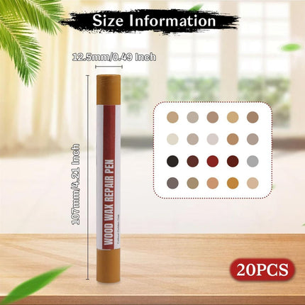 Wood Filler Sticks 20 Colors Repair Wax Sticks Kit Furniture Touch Up Crayons for Repairing Scratches Holes Cracks Wood Floor Tables Cabinets Doors Hardwood(Common Series)