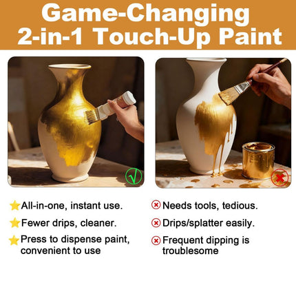 Gold Paint 6.35 Oz, Non-Fading Finish for Art, Wood & Clay Crafts | Long-lasting non-fading metallic finish. Works great on canvas, wood decor, clay crafts and all kinds of art creation