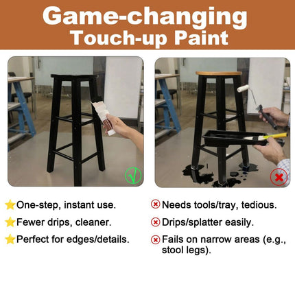 Black Touch-Up Paint for Wood,Furniture, Cabinets,Metal,6.35 Oz,2-in-1 | Waterproof,No Sanding, Fast Drying, Water Based, Multi Surface, 6.35 oz