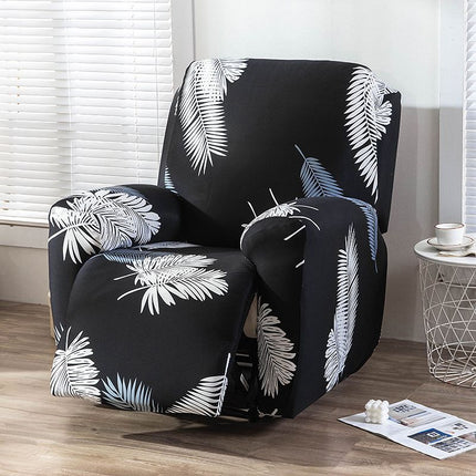 Recliner Cover Anti Scratch Lazy Recliner Chair Cover Protective Stretching Printed Reclining Chair Cover Sofa Slipcovers Convenient Elastic Reclining Chair Slipcover for Home - Black - Size Three-seater