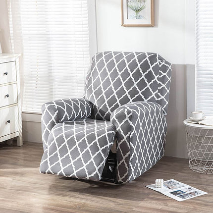 Recliner Cover Anti Scratch Lazy Recliner Chair Cover Protective Stretching Printed Reclining Chair Cover Sofa Slipcovers Convenient Elastic Reclining Chair Slipcover for Home - Gray - Size Two-seater