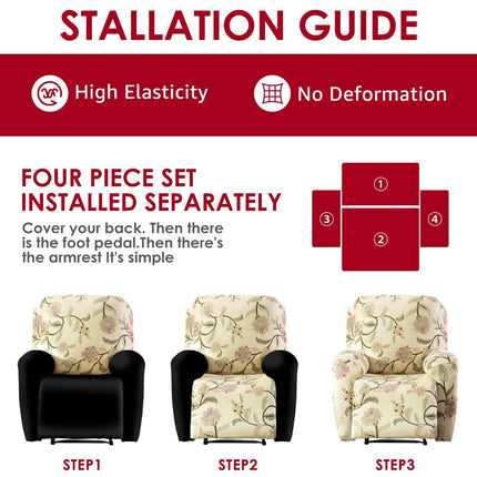 Recliner Cover Anti Scratch Lazy Recliner Chair Cover Protective Stretching Printed Reclining Chair Cover Sofa Slipcovers Convenient Elastic Reclining Chair Slipcover for Home - Sky Blue - Size Two-seater