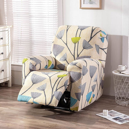 Recliner Cover Anti Scratch Lazy Recliner Chair Cover Protective Stretching Printed Reclining Chair Cover Sofa Slipcovers Convenient Elastic Reclining Chair Slipcover for Home - Yellow - Size One-seater