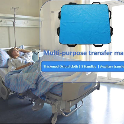 Positioning Bed Pad with Handles,48" × 40" Transfer Sheet for Repositioning,Turning and Lifting,Washable Positioning Bed Pads for Elderly,Patient,Handicap,Caregiver - Blue - Size 1 pack