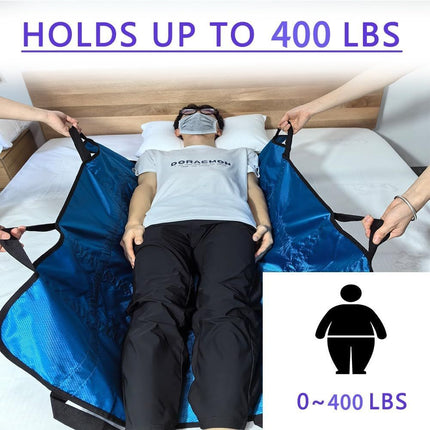 Positioning Bed Pad with Handles,48" × 40" Transfer Sheet for Repositioning,Turning and Lifting,Washable Positioning Bed Pads for Elderly,Patient,Handicap,Caregiver - Blue - Size 1 pack