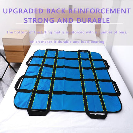 Positioning Bed Pad with Handles,48" × 40" Transfer Sheet for Repositioning,Turning and Lifting,Washable Positioning Bed Pads for Elderly,Patient,Handicap,Caregiver - Blue - Size 1 pack