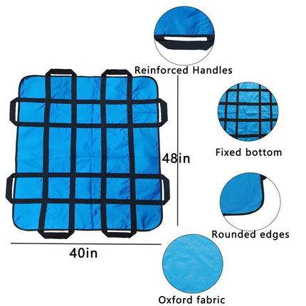 Positioning Bed Pad with Handles,48" × 40" Transfer Sheet for Repositioning,Turning and Lifting,Washable Positioning Bed Pads for Elderly,Patient,Handicap,Caregiver - Blue - Size 2 pack