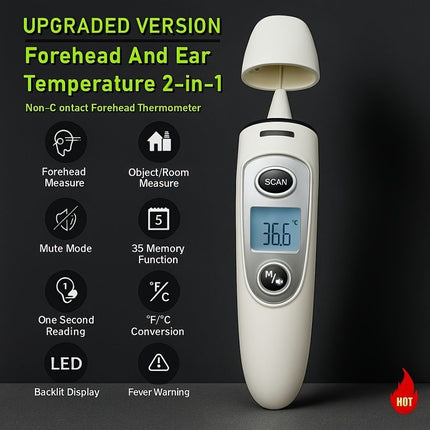 3-In-1 Thermometer Non-Contact Thermometer Forehead Thermometer Ear