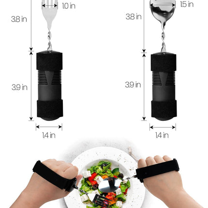 Bendable Adaptive Utensils for Elderly, Disabled People, Parkinson’s, Arthritis, Hand Tremors, Weak Hand Grip & Handicapped, Arthritic Hands-Non Slip Handles - Black - Size 2 Pack