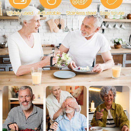Bendable Adaptive Utensils for Elderly, Disabled People, Parkinson’s, Arthritis, Hand Tremors, Weak Hand Grip & Handicapped, Arthritic Hands-Non Slip Handles - Black - Size 3 Pack