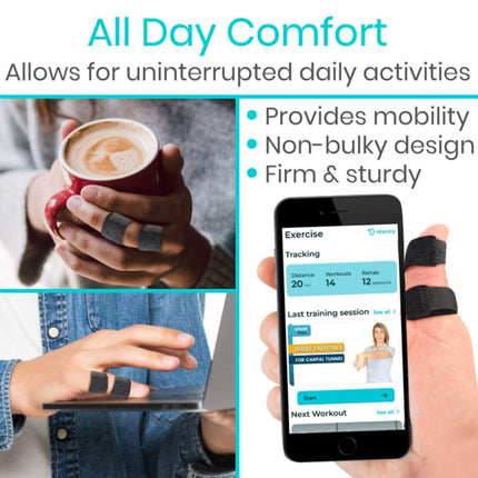 Finger Splint - Universal Finger Straightener - Broken and Trigger Finger Splints - Brace for Arthritis Pain and Support - Sprain Relief for Middle, Index, Ring, Pinky Fingers - Black - Size 2 Pack