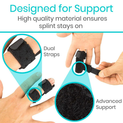 Finger Splint - Universal Finger Straightener - Broken and Trigger Finger Splints - Brace for Arthritis Pain and Support - Sprain Relief for Middle, Index, Ring, Pinky Fingers - Blue - Size 2 Pack