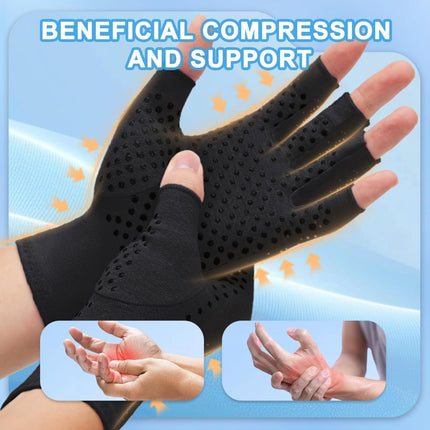 2-Pair Arthritis Compression Gloves- for Hand Arthritis, Carpal Tunnel Pain, Rheumatoid Arthritis, RSI, Fingerless, Anti-Slip, Breathable Gloves for Men & Women, Typing, Daily Use - Gray - Size L