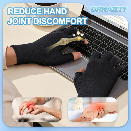 2-Pair Arthritis Compression Gloves- for Hand Arthritis, Carpal Tunnel Pain, Rheumatoid Arthritis, RSI, Fingerless, Anti-Slip, Breathable Gloves for Men & Women, Typing, Daily Use - Light Brown - Size L