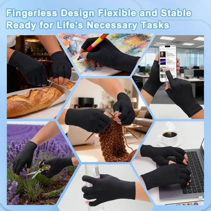 2-Pair Arthritis Compression Gloves- for Hand Arthritis, Carpal Tunnel Pain, Rheumatoid Arthritis, RSI, Fingerless, Anti-Slip, Breathable Gloves for Men & Women, Typing, Daily Use - Light Brown - Size XL