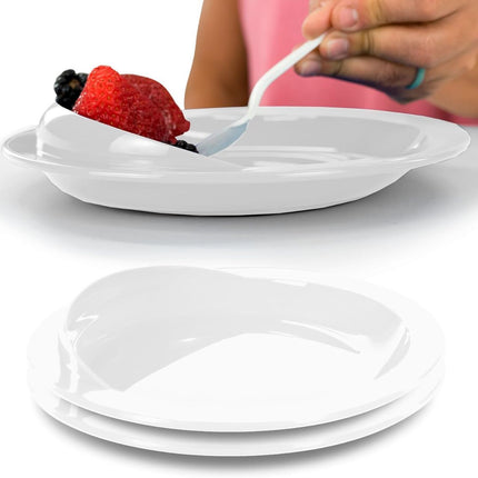 Spill-Proof Scoop Plate, 9" - Dish with Wall for Disabled, Handicapped, Elderly Adults with Special Needs from Parkinsons, Dementia, Stroke, Tremors with - Non Skid Padded Bottom - White / 1 Pack