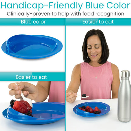 Spill-Proof Scoop Plate, 9" - Dish with Wall for Disabled, Handicapped, Elderly Adults with Special Needs from Parkinsons, Dementia, Stroke, Tremors with - Non Skid Padded Bottom - White / 1 Pack