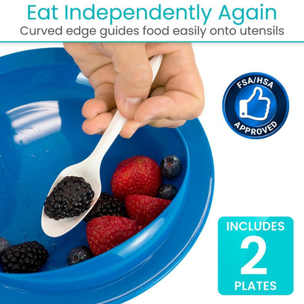Spill-Proof Scoop Plate, 9" - Dish with Wall for Disabled, Handicapped, Elderly Adults with Special Needs from Parkinsons, Dementia, Stroke, Tremors with - Non Skid Padded Bottom - White / 1 Pack