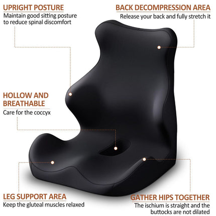 Seat Cushion with Back Support, Lumbar Support Pillow for Office Chair