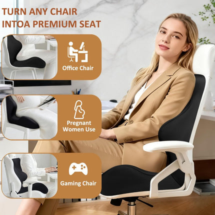 Seat Cushion with Back Support, Lumbar Support Pillow for Office Chair