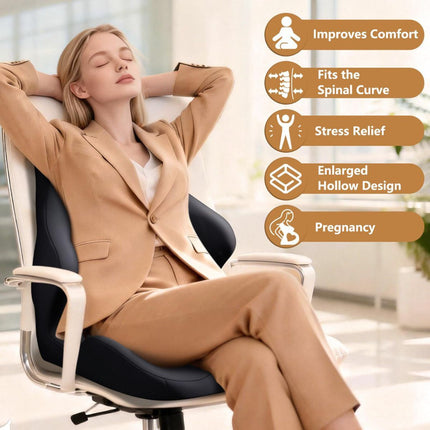 Seat Cushion with Back Support, Lumbar Support Pillow for Office Chair