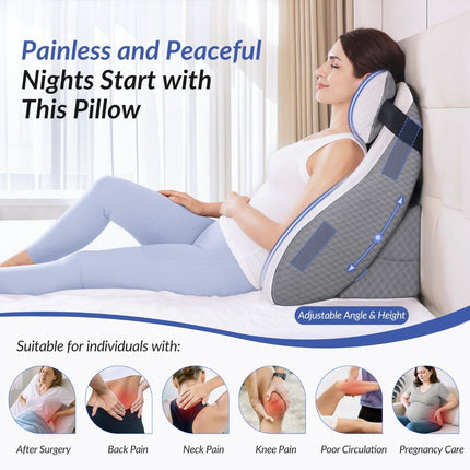 Adjustable Wedge Pillow Headboard Set for Sleeping & After Surgery