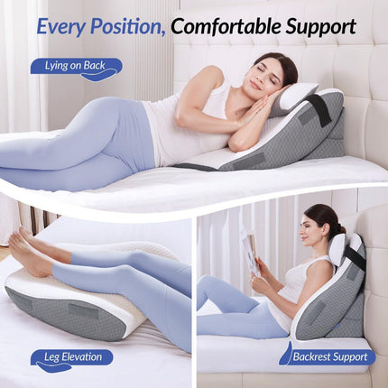 Adjustable Wedge Pillow Headboard Set for Sleeping & After Surgery