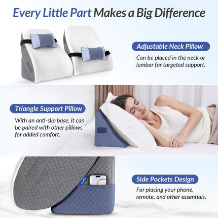 Adjustable Wedge Pillow Headboard Set for Sleeping & After Surgery