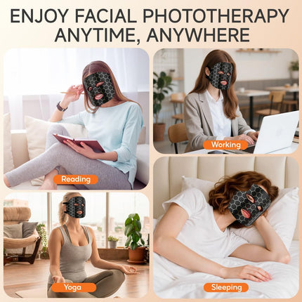 Red Light Mask 4 Color Light Therapy for Face,with 240 LED Mask,800mAh Rechargeable Controller,850nm Near Infrared Yellow&Blue Modes timer for 10 minutes 3 energy levels Anti-Aging at Home & Travel