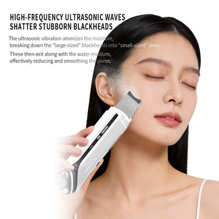 2-in-1 Ultrasonic Skin Scrubber & EMS Massager: Red/Blue Light Therapy for Deep Cleansing, Blackhead Removal & Essence Absorption - White - Size 20cm