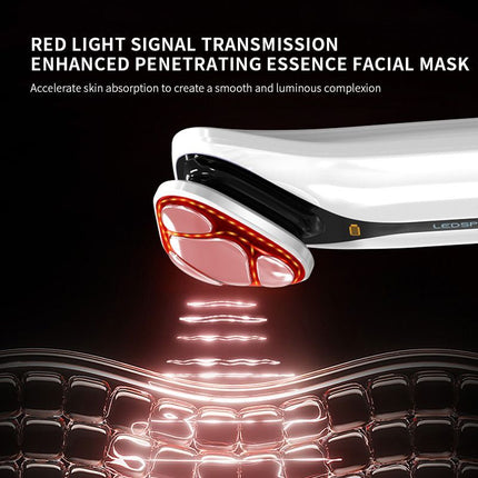 2-in-1 Ultrasonic Skin Scrubber & EMS Massager: Red/Blue Light Therapy for Deep Cleansing, Blackhead Removal & Essence Absorption - White - Size 20cm