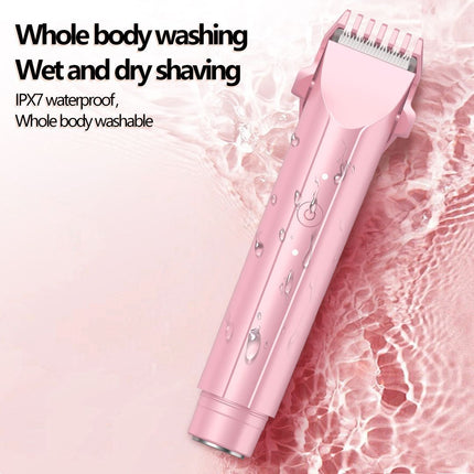 2-in-1 Waterproof Body Trimmer & Shaver – 3mm/6mm Guide, Floating Head, Painless Hair Removal for Women - Pink - Size 20cm