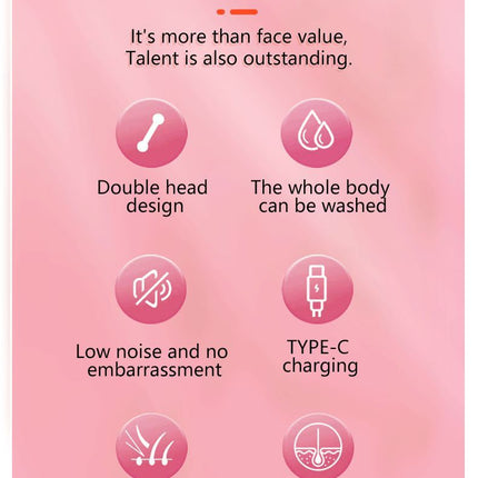 2-in-1 Waterproof Body Trimmer & Shaver – 3mm/6mm Guide, Floating Head, Painless Hair Removal for Women - Pink - Size 20cm