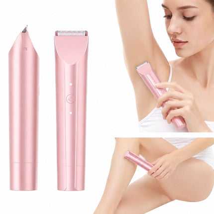 2-in-1 Waterproof Body Trimmer & Shaver – 3mm/6mm Guide, Floating Head, Painless Hair Removal for Women - White - Size 20cm