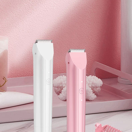 2-in-1 Waterproof Body Trimmer & Shaver – 3mm/6mm Guide, Floating Head, Painless Hair Removal for Women - White - Size 20cm