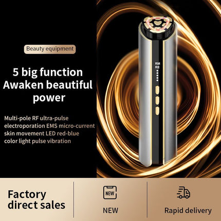 5-in-1 RF Beauty Device with EMS, LED & Vibration for Face Lifting, Anti-Aging & Essence Absorption