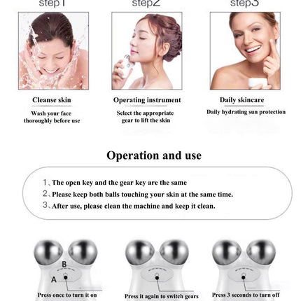 Microcurrent Facial Device,Enhances The Ability to Lift The Face and Tighten The Skin,Facial Wrinkle Equipment - White - Size 106mm