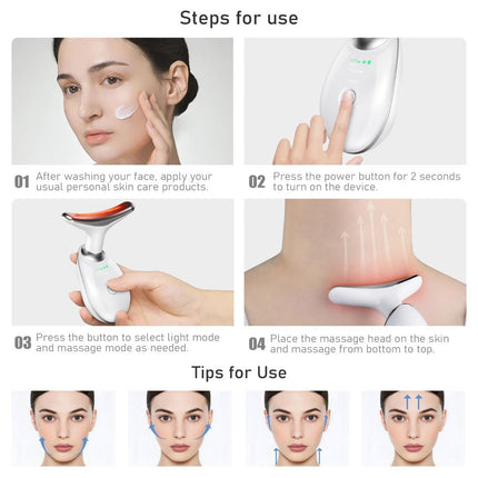 Face Neck Tool for Skin Care, Electric Neck Face Lifting Device for Wrinkle Removal - Red - Size 89mm