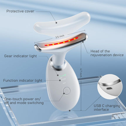 Face Neck Tool for Skin Care, Electric Neck Face Lifting Device for Wrinkle Removal - Red - Size 89mm