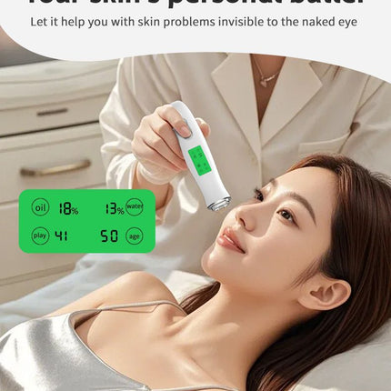 Professional Skin Moisture Tester, Digital Facial Oil Detector, High Precision Skin Hydration Analysis Meter, Hydration monitor,Portable Skin Analyzer with LCD Display & Fluorescent Agent Detection
