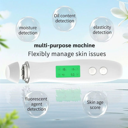Professional Skin Moisture Tester, Digital Facial Oil Detector, High Precision Skin Hydration Analysis Meter, Hydration monitor,Portable Skin Analyzer with LCD Display & Fluorescent Agent Detection