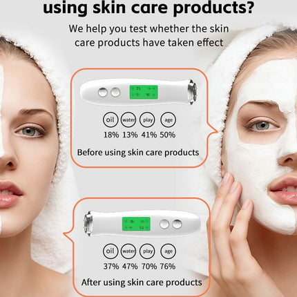 Professional Skin Moisture Tester, Digital Facial Oil Detector, High Precision Skin Hydration Analysis Meter, Hydration monitor,Portable Skin Analyzer with LCD Display & Fluorescent Agent Detection