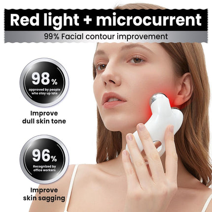 Microcurrent Facial Device,Latest Red Light Technology,Enhances The Ability to Lift The Face and Tighten The Skin,Facial Wrinkle Equipment,Smart Photon Micro-Current Device - Pink - Size 15cm