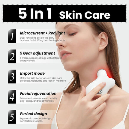 Microcurrent Facial Device,Latest Red Light Technology,Enhances The Ability to Lift The Face and Tighten The Skin,Facial Wrinkle Equipment,Smart Photon Micro-Current Device - Pink - Size 15cm