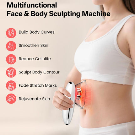 Body Sculpting Machine with Red Light Therapy for Face & Body, Cupping Therapy, Electric Cellulite Massage Tool with 2 Cups, Gift for Women - Black - Size 14cm