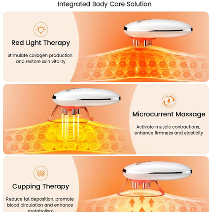 Body Sculpting Machine with Red Light Therapy for Face & Body, Cupping Therapy, Electric Cellulite Massage Tool with 2 Cups, Gift for Women - Black - Size 14cm
