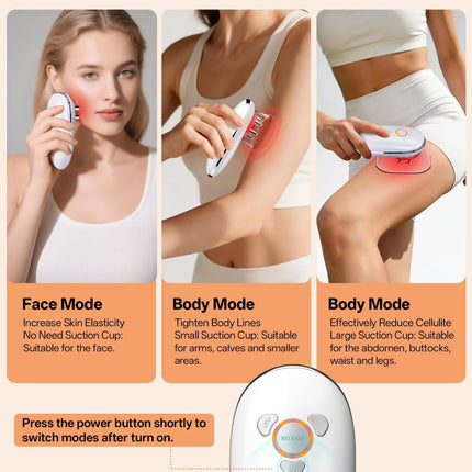 Body Sculpting Machine with Red Light Therapy for Face & Body, Cupping Therapy, Electric Cellulite Massage Tool with 2 Cups, Gift for Women - White - Size 14cm
