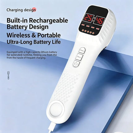 Red Light Spectrometer Device, 3 * 808nm Infrared 16 * 650nm Beads, 4 Modes 12 Levels Timer Home Handheld Spectrometer for Body Joints Muscles Relaxation Reduce Fatigue