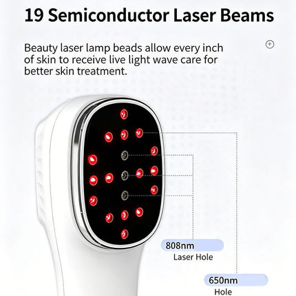 Red Light Spectrometer Device, 3 * 808nm Infrared 16 * 650nm Beads, 4 Modes 12 Levels Timer Home Handheld Spectrometer for Body Joints Muscles Relaxation Reduce Fatigue