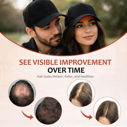 Laser Hair Growth Cap - 650nm Red Light Therapy for Hair Regrowth, Full Scalp Coverage Treatment for Men & Women with Thinning Hair, Portable & Hands-Free, Black